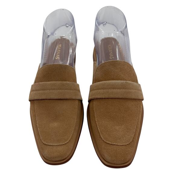 Kaanas Tan Cogno Suede Square Toe Slip On Mules - Picture 4 of 11